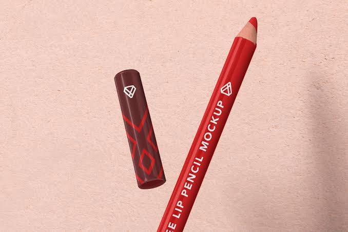 Matte Red Lip Pencil Mockup with Cap